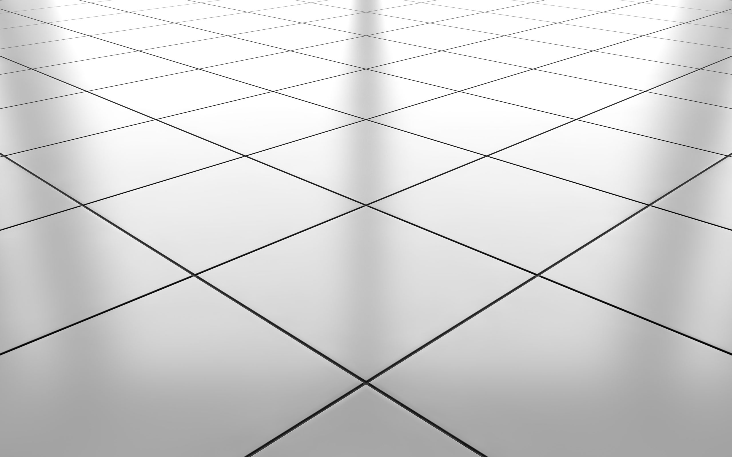 White glossy ceramic tile floor